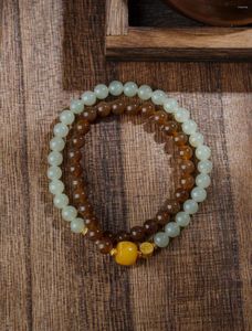 Pulseras con dijes Hetian Jade combinados a mano: 0.6 Qiemo Azúcar Agua clara Cera de abejas cálida para criar a las personas frescas y refinadas