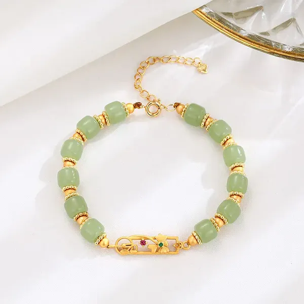 Bracelets de charme Hetian Jade Peach Blossom Bracelet Ins Spécial Intérêt Design Light Luxe Haute Qualité Bijoux Tendance