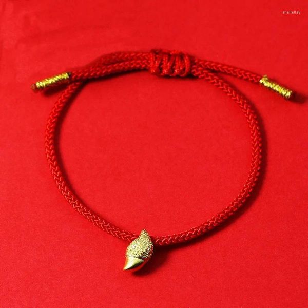 Pulseras de encanto de gama alta genuina cobre puro color oro caracol colgante pulsera para mujeres joyería exquisita suerte cuerda roja regalo femenino