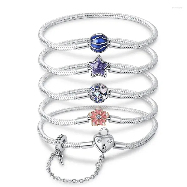 Charm Armbänder Hohe Qualität 925 Reinem Silber Glück Familie Original Farbe Armband Für Frauen DIY Schmuck Produktion