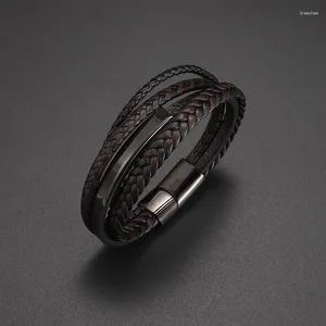 Bracelets de charme de haute qualité tissé à la main en cuir en couches pour hommes mode bracelet décontracté bijoux cadeau de vacances père