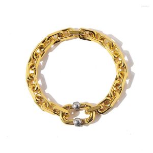 Bracelets porte-bonheur Bracelet Hiphop de haute qualité Vintage en acier inoxydable chaîne en métal Bracelet Bracelets pour hommes et femmes bijoux de marque