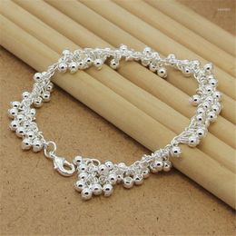 Bracelets de charme Bracelet en argent de haute qualité Perles de raisin Simple pour les bijoux de fête des femmes Cadeau 8 pouces