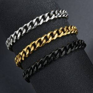 Bracelets porte-bonheur en acier inoxydable de haute qualité pour hommes couleur vierge Punk gourmette chaîne à maillons cubains sur la main bijoux cadeaux tendance 230411