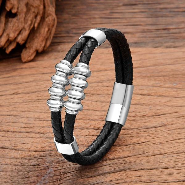 Bracelets porte-bonheur cuir acier inoxydable de haute qualité pour homme bijoux et accessoires à la mode Bracelet Homme amis Couple cadeaux