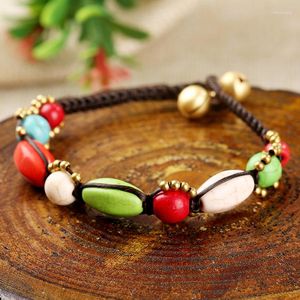 Pulseras con dijes Estilo tailandés de alta calidad Colorido Nepal Esmalte Cuentas Brazaletes Campanas de cobre antiguas Pulsera original Joyería étnica