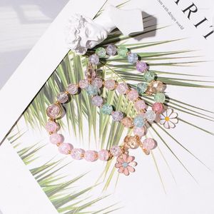 Bracelets de charme Bracelet de fraise de haute quantité pour femmes perles de cristal bricolage couleur marguerite étudiant filles enfilées à la main