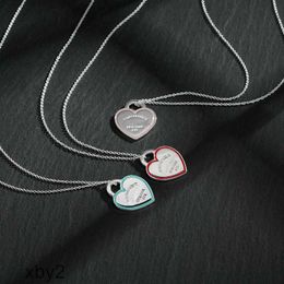 Bedelarmbanden Hoge versie T-home 925 zilveren hartvormige emaille ketting mode liefde hanger sleutelbeen ketting cadeau 2024 ONTWERPERS