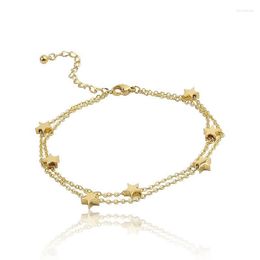 Pulseras con dijes Pulsera de estrella de cadena doble hermosa altamente pulida Joyería de acero de titanio de alta calidad Regalo de mujer WholesaleCharm Lar