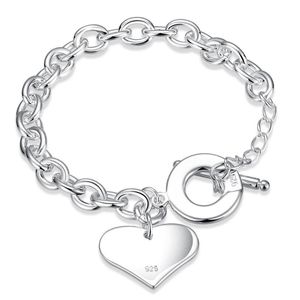 Bracelets porte-bonheur de haute qualité couleur argent, étiquette cœur amour, bijoux pour femmes, cadeau à fermoirs