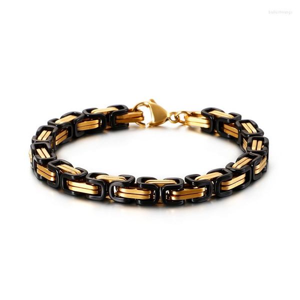 Bracelets porte-bonheur Hip Hop en acier inoxydable pour hommes Bracelet en silicone boucle carrée empereur byzantin chaîne manchette bracelet bijoux en gros