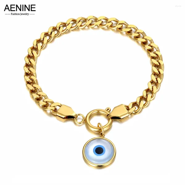 Bracelets de charme Hiphop / Rock Bracelet des yeux turcs en acier inoxydable pour les femmes 18k plaqué Bohême Chain Party AB21168