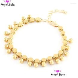 Charm Bracelets Hiphop Tassel Beads 18K Gold Ball Palted Jewelry Punk Cuban Chain Charms Pulsera para mujer Round Pandent Accessorie Dhang