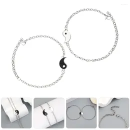 Bracelets de charme Son et le sien Yin Yang Amitié Longue Distance Couples Assortis Amoureux en Acier Inoxydable