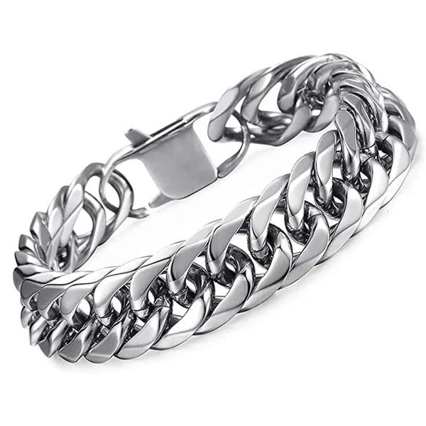 Bracelets de charme HNSP 8MM -14MM large épais en acier inoxydable Bracelet Homme chaîne à main pour hommes mâle Punk bijoux accessoire petit ami cadeau 231121