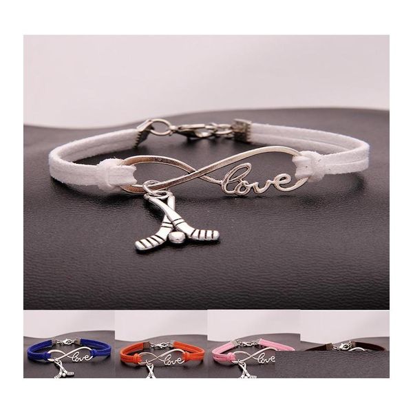 Pulseras de encanto pulsera de hockey de hockey Vintage Infinity Love Veet Rope Wrap Langos de langosta Muñeca para mujeres joyas de moda para hombres ott8w