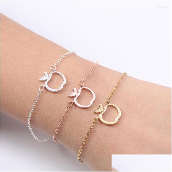 Bracelets de charme Creux Contour drôle géométrique mignon fruit pomme chaîne bracelets pour école mentor enseignant femmes cadeaux de remise des diplômes drop dhloj