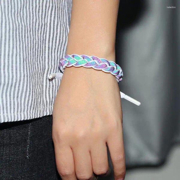 Bracelets de charme Bracelet réfléchissant tissé holographique Série multiple Fluorescent Coloré Lumineux Ciel Étoilé Lacet