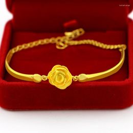 Bracelets porte-bonheur HOYON mode 14K or jaune couleur Bracelet pour femmes 3D Rose fleur forme femme bracelet mariage fiançailles bijoux fins