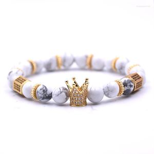 Bracelets porte-bonheur HYHONEY CZ zircone couronne empereur pierre perle Bracelet hommes bijoux de noël Pulseira