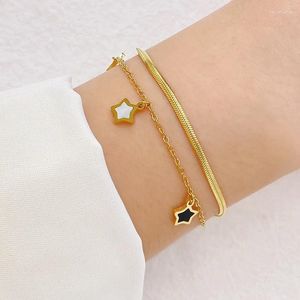 Pulseras de encanto Ifkm Pulsera dorada de acero inoxidable Pulsero dorado para mujeres Retro Punk Stars Gothy Jewelry Party Gifts 2023