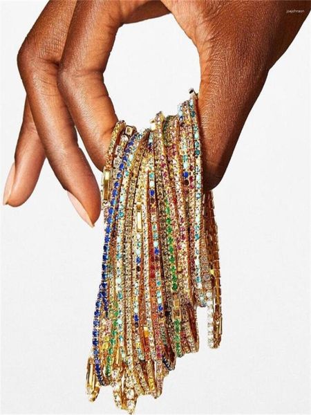Bracelets à breloques Bijoux d'imitationBracelet élastique Zircon coloré Strass Griffe Chaîne pour femme