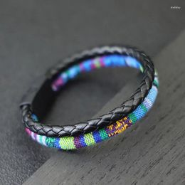 Bedelarmbanden in Boheemse mannen armband etnische snoer braclet punk lederen vriendje vriend festival accessoires bicolor macrame brazalete