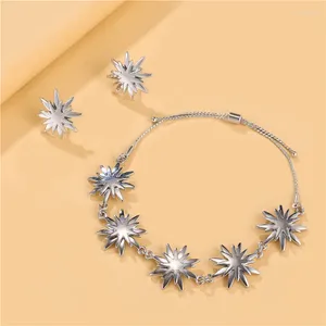 Bracelets porte-bonheur à la mode, Design de Niche, Simple, couleur argent, boucles d'oreilles tournesol, ensemble pour femmes