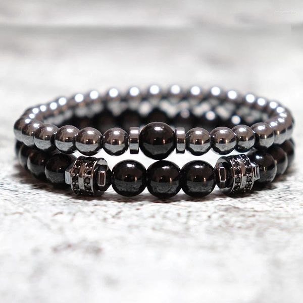 Bracelets de charme dans un bracelet uni unique ensemble de luxe Black Zirconia braclet homme Natural Lava Tiger Eyes Stone Braslet Braslet Perge Accessoires