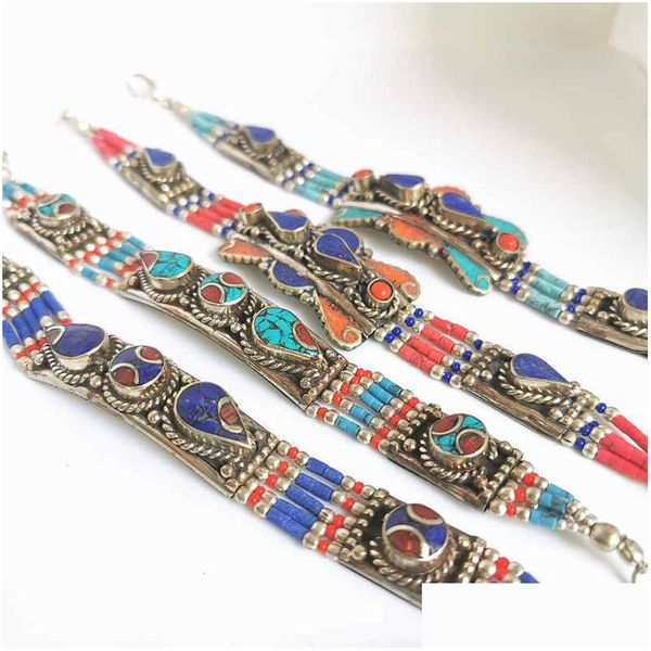Charm Bracelets Indian Copper Inlay Colorf Stone Broche Mti Designs Bb475 221028 Drop Delivery Jewelry Dhzrq