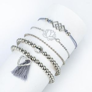 Bracelets de charme individuels carrés perles d'amour bracelet en alliage 5 pièces bijoux simples et à la mode femmes 2023 po