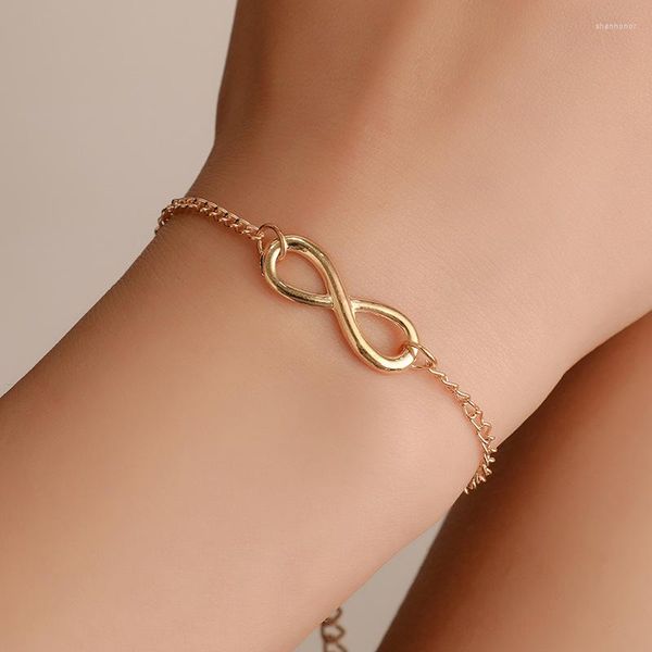 Bracelets de charme Bracelet Infinity pour femmes filles amoureux femme Couple or argent couleur 8 numéro Blange bijoux cadeaux goutte