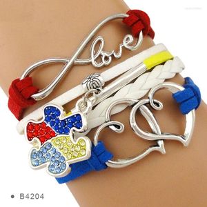Bracelets porte-bonheur Infinity Love Strass Puzzle Pièces Autisme Maman Grand-mère Tante Sensibilisation Coeur À Pour Les Femmes