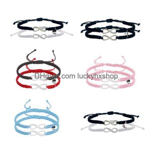 Bracelets de charme Infinity Lucky Bracelet tressé réglable deux paquets amour magnétique couple livraison bijoux Dhclf