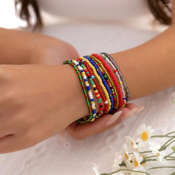 Bracelets de charme ingesight.z 11 pcs / ensemble Bohême perles de semences colorées pour femmes Bracelet africain élastique