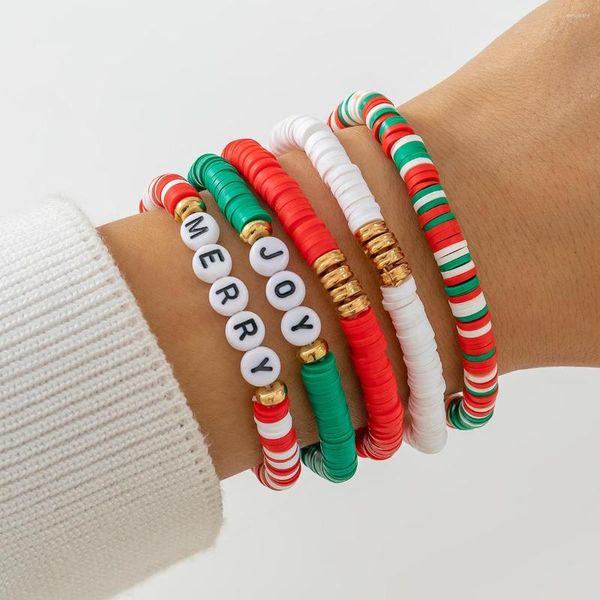 Bracelets de charme IngeSight.Z Bohème coloré empilable lettre bracelet en argile douce pour les femmes superposition créative amitié ensemble élastique