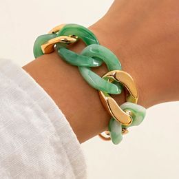 Bracelets de charme IngeSight.Z bracelets en résine de couleur verte acrylique bascule Lasso amitié à la main pour les femmes bijoux de poignet 231021