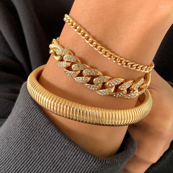 Bracelets porte-bonheur IngeSight.Z Strass Cristal Miami Curb Bracelets Cubains Pour Femmes Chunky Épais Amitié Ensemble Poignet BijouxCharme Kent22