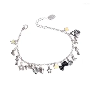 Bracelets de charme Inlay Crystal Jewels Stars Hearts Lock Bowknot Key Charms Bracelet Mode Mignon Alliage