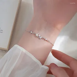 Bracelets de charme INS cristal Zircon papillon pour femmes couleur argent réglable Bracelet bijoux de fête cadeau Pulseras Mujer 2024