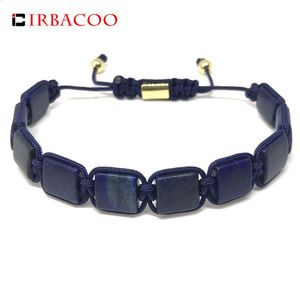 Bracelets de charme IRBACOO Bracelet de luxe pour hommes Perles bleues noires Lapis naturel Macrame avec fil de nylon pour cadeau de bijoux