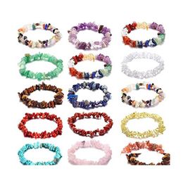 Bracelets De Charme Irregar Perles Bracelet À La Main Pierre Précieuse Naturelle Chakra Cristal Stretch Bracelet Bijoux Pour Femmes Filles Accessoires D Dh5Yw