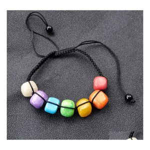 Bedelarmbanden irregar regenboogsteen zeven chakra's genezende kralen geweven armband vrouwen mannen energie boeddha sieraden drop levering dhwt3