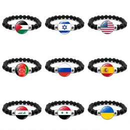 Bedelarmbanden Israël Palestijne vlag edelsteen armband voor mannen en vrouwen veelzijdige zwarte kralen hand sieraden drop levering dhfrx