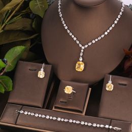 Bracelets de charme Janekelly à la mode Fashion4 PCS luxe Waterdrop indien ensembles de bijoux pour les femmes de mariage indien Dubai ensembles de bijoux de mariée 230901
