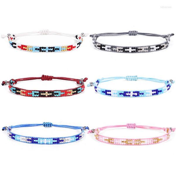 Pulseras de encanto Japón MIYUKI Cuentas de semillas de vidrio Cruz Corea Cadena encerada Pulsera hecha a mano Mujeres Hombres Diapositiva Nudo Ajustable Joyería tejida