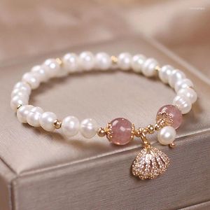 Bracelets de charme Style japonais et sud-coréen Bracelet de perles d'eau douce femme INS Simple coquille froide pour les femmes bijoux