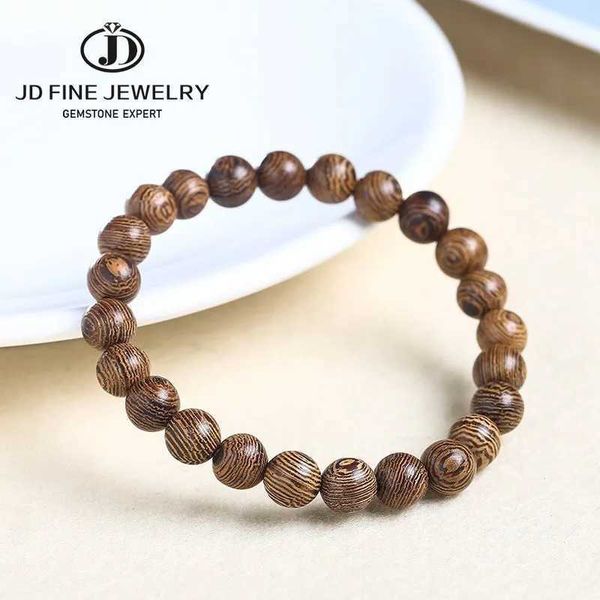 Bracelets de charme JD 6 8 10 mm Natural Wenge Bracelet Vintage Bracelet Men de la méditation Mala Prière Bouddha Stretch Bangles Bracles Yoga Hand String Gift Y240510