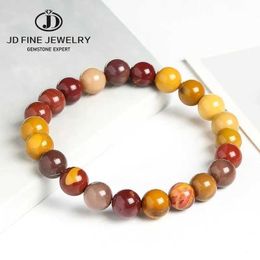 Bracelets de charme JD Prix d'usine Naturel Stone Mookaite Bracelet Round Bracelet Strand 4 6 8 10 12 mm Taille de choix Bijoux coloré pour les femmes Y240510