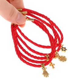 Bracelets de charme Jésus Religion Croix Pendentif Bracelet Couple Cordon Rouge Corde Cire Corde Jumelée Pour Femmes Men278t